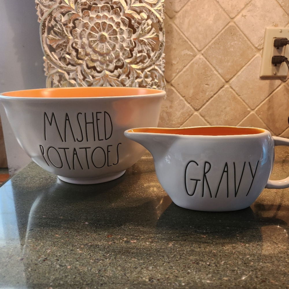Rae Dunn mash potatoes, gravy & soup bowl Bundle *NEW*